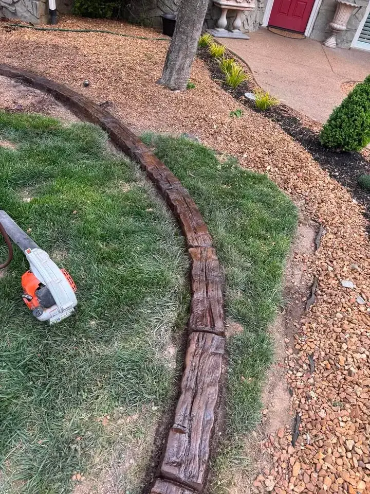 Hand Hewn Wood decorative concrete curbing pattern